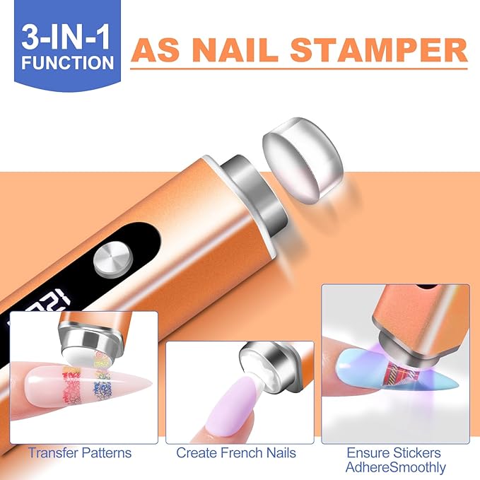 NXJ INFILILA Multi-Functional Handheld UV Light for Gel Nails with Cat Eye Magnet - Portable Flash Cure Nail Lamp for French Manicures, Detail Work, Type-C Cordless for Travel & Home Use