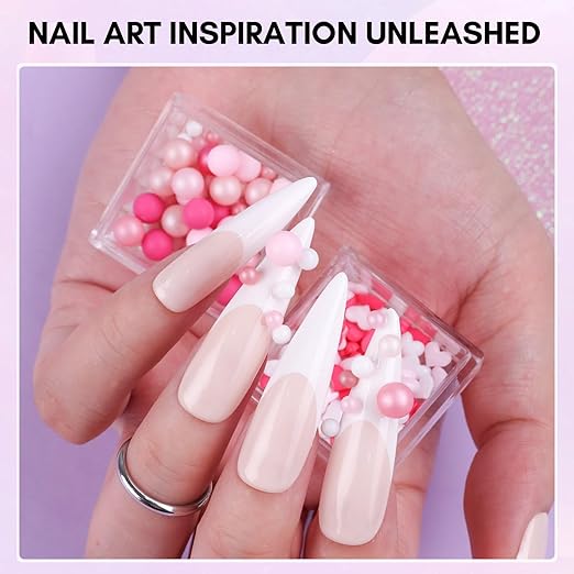Makartt Nail Charms Rhinestone Glue Kit: 15ML Gel with 3D Heart Charm and Ball Decor for Nails Art Design DIY Acrylic Supply for Techs Decorations Gift Set