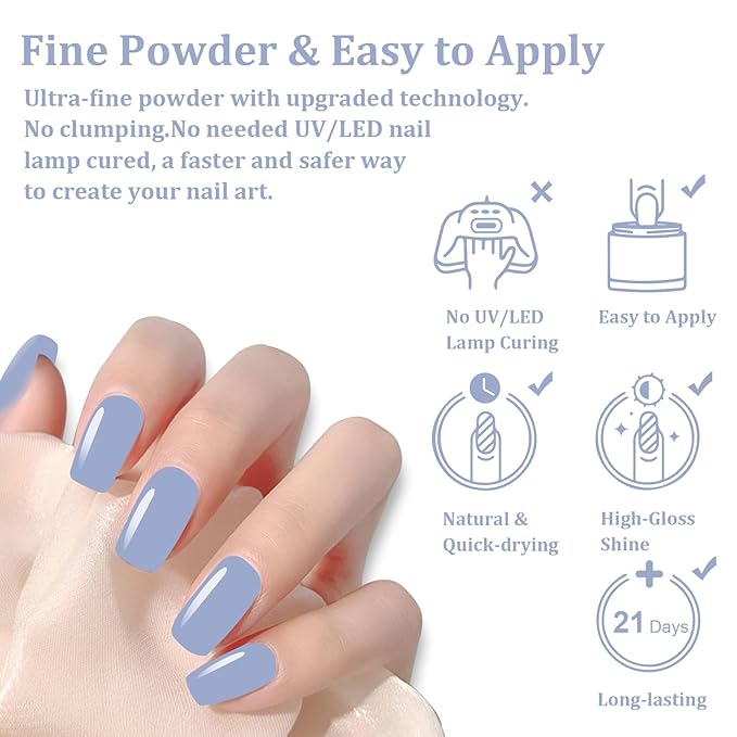 1oz Colorful Grey Color Dip Powder, No Needed Nail Lamp Curing Odor-Free&Long-Lasting Nail Art Starter Manicure Salon DIY at Home Natural Dry