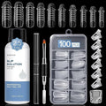 Morovan Nail Slip Solution Kit: 2.5 OZ Anti‑Stick Gel Liquid for PolyGel Nails with Dual‑Ended Brush & Nail Forms Ideal Easy Spread for Beginners