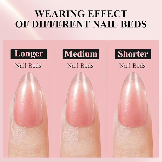 Press On Nails - Short Almond Nails, 160Pcs Acrylic Nails, Fake Nail Tips for DIY Nail Art, Soft Gel Nails, Pink, 16 Size