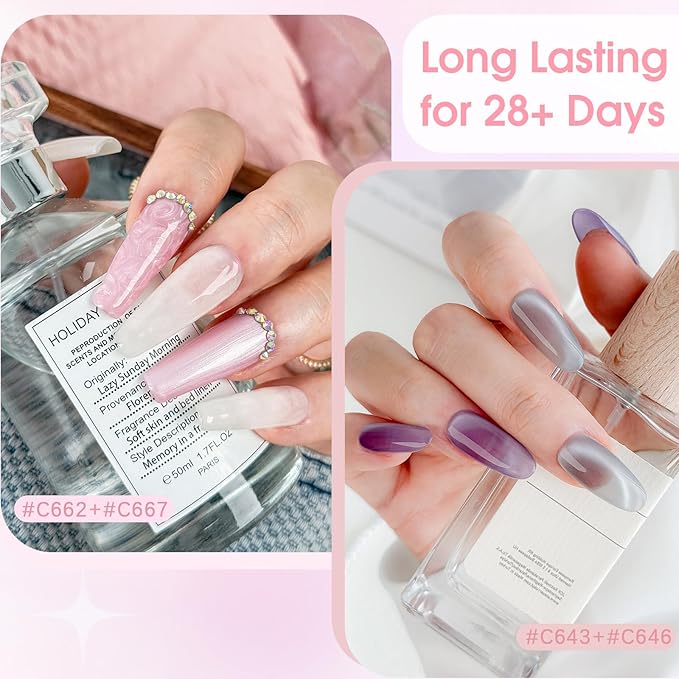 ROSALIND 30pcs Jelly Cat Eye Pearl Gel Polish Set, 26 color Translucent/Magnetic/Shell Swirl Thread Gel Polish Nail with Magnet and Dotting tools Base Glitter Glossy Matte Top Coat Nails Gift