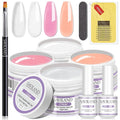 SAVILAND Builder Nail Gel Kit: 4 Colors Thickening Builder Nail Gel Clear White Pink Nudes Nail Strengthener Soak Off U V Extension Gels with 100PCS Forms Brush Pen Manicure Tools Home Salon DIY