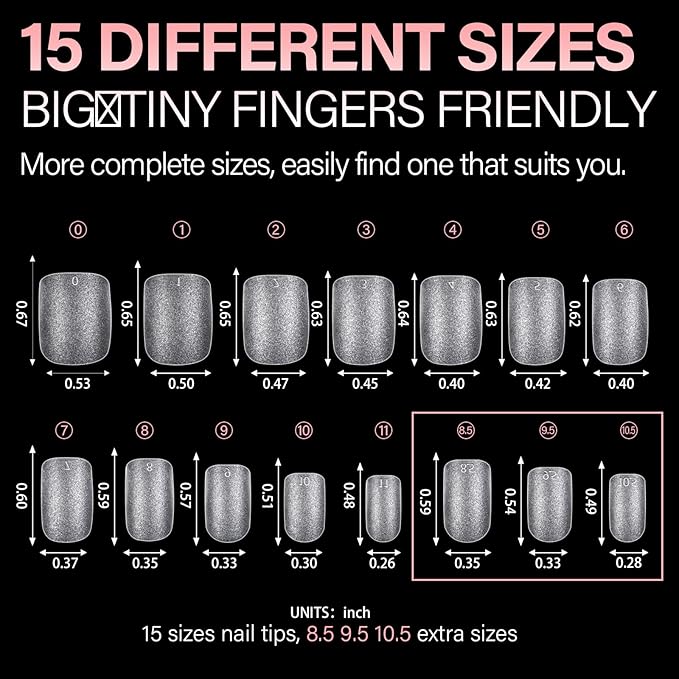 AILLSA Extra Short Square Nail Tips Gel Nails Tips Acrylic Press On Squoval Nail Tip 240 PCS False Full Cover Matte Nails Tip Kit 15 Sizes with Storage Box for Valentine's Day