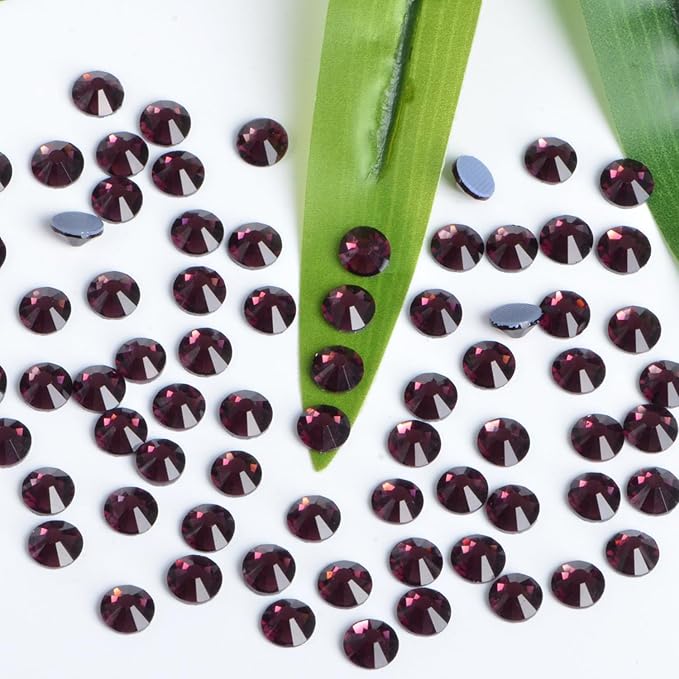 Bymitel Hotfix Crystal Rhinestones Round Gems Iron on DIY Jewelry Making Flat Back for Crafts,Amethyst, 2.8mm(SS10/2880pcs)