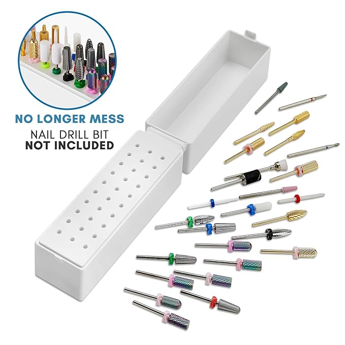 Makartt Nail Drill Bits Holder Dustproof Stand Displayer Organizer Container Bundle With Genesie Nail Drill Professional 35000RPM Electric Nail File Machine