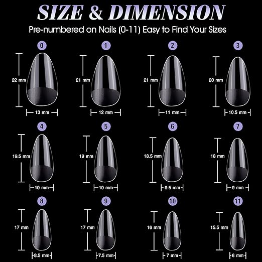 gelike ec Nail Tips Gel for Home: Short Almond 240pcs 12 Sizes False Nails for Beginners Women Girls