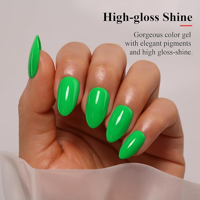 Imtiti Neon Gel Nail Polish, 0.5 Fl Oz Neon Green Gel Polish Soak Off LED U V Nail Gel Polish Spring Summer Gel Nail Polish DIY Nail Art Starter Manicure Salon Gel Nail Kit for Women Girls
