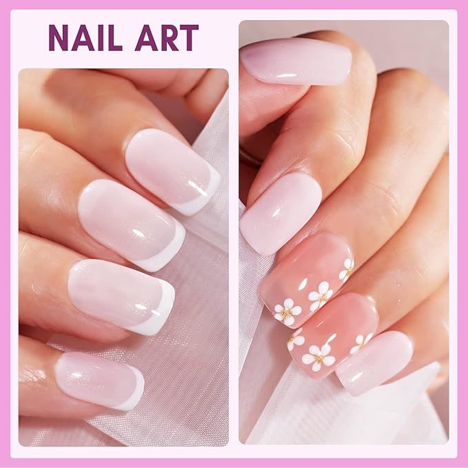 Makartt Nail Rhinestone Glue with Natural Nude Gel Polish Bundle, Clear Nail Glue Precision Pen Nail Art Glue Gel, Jelly Pink Glitter Gel Polish Summer 15ML Soak Off UV LED Gel Polish