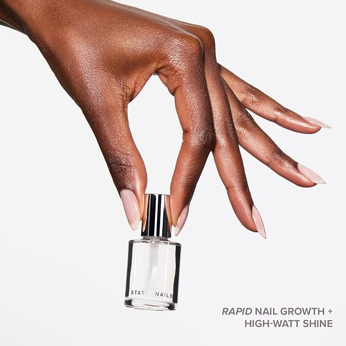 Static Nails Rapid Growth Top Coat, Quick Dry Ultra High Gloss Clear Nail Polish Sealer, Clinically Proven Nail Strengthener & Hardener, Extends Wear, Repairs & Lengthens - 0.4 fl oz