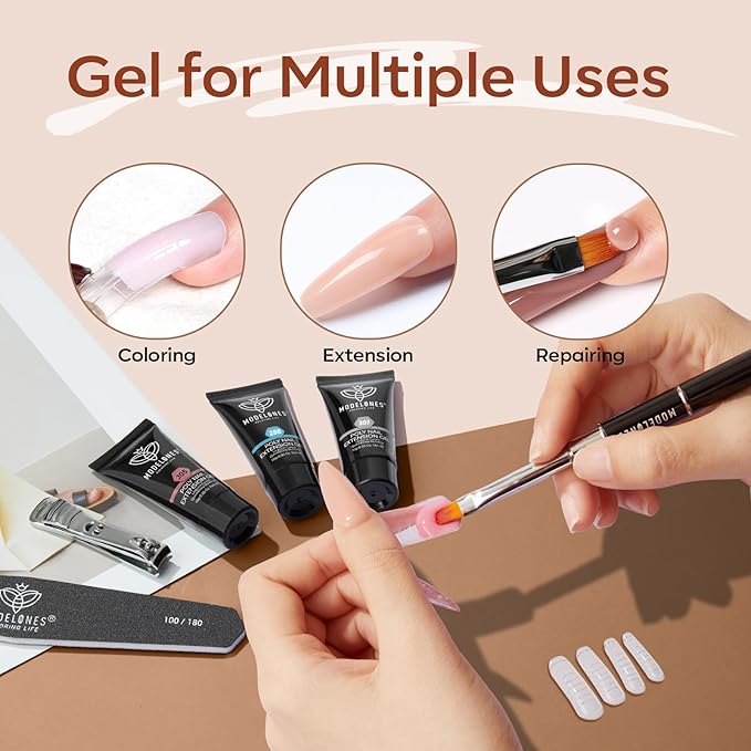 modelones Poly Nail Extension Gel 12 Colors Fall Winter Autumn Nude Skin Tone Red Classic Colors Nail Art Design Salon Gift for Women