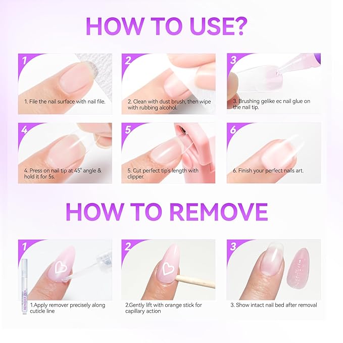 Nail Glue Tips Strong Adhesive: 12 pcs Gelike EC Super Strong for Acrylic Nails - Long Lasting Nail Glue for Press Ons - for Art Slaon Home 2g/pcs
