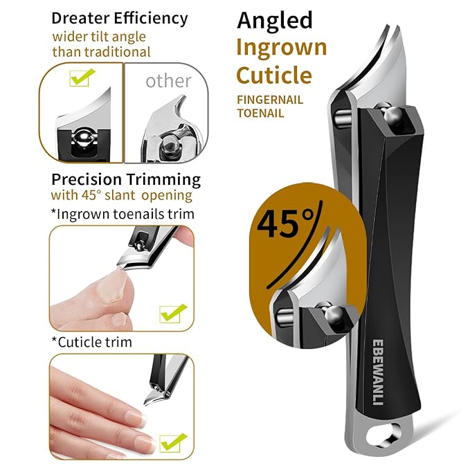 Ingrown Toenail Removal Kit, 6PCS Stainless Steel Toe Nail Kit, Straight Edge Oblique and Curved Slanted Nail Clippers Cutters for Ingrown Nails, Professional Pedicure Tool at Home