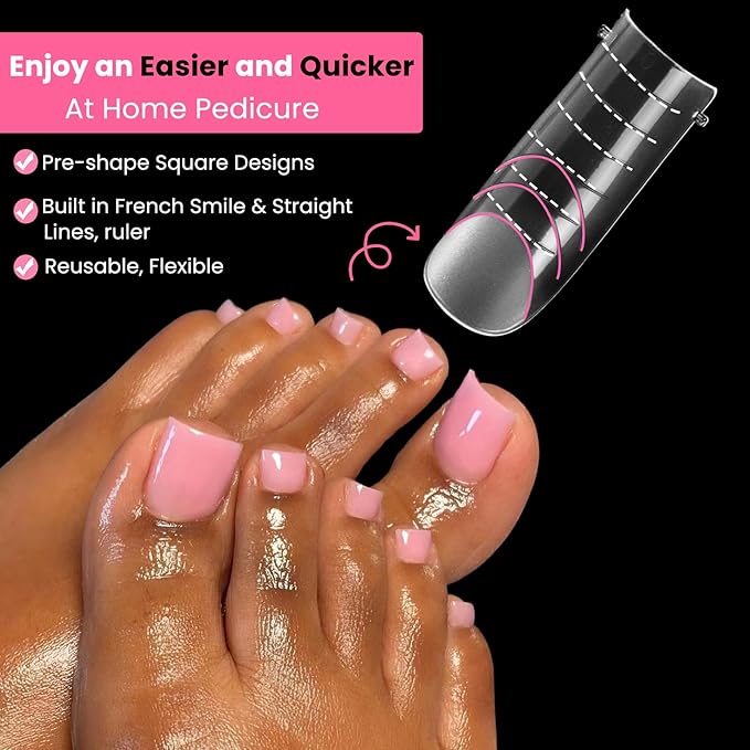 Straight Flat Polygel Nail Forms Kit for Toes,GlimightyX Reusable Toenails Dual Forms for Polygel with 1.35oz Nail Slip Solution Anti-Stick,with Dual-Ended Brush,Nail File Nail Clips,12 Sizes 120Pcs