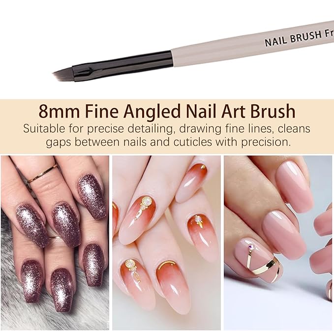 Angled Nail Clean Up Brush, Gel Nail Brushes, Acetone Manicure Brush for Builder Gel | French Tips | Salon & Home Use | Nail Artists & DIY Enthusiasts