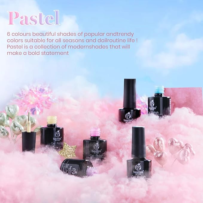 Beetles Pastel Gel Polish Set - 6 Colors Pink Yellow Blue Easter Gel Polish Pastel Soak Off Uv Nail Lamp Gifts for Women Manicure Kit