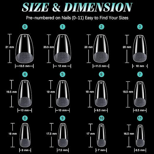 gelike ec Short Coffin Nail Tips: Soft Gel False Nail Tips Full Cover for Nail Extension,Acrylic Nails Professional Clear Gelly Tips False Press on Preshaped PMMA,12 Sizes 240PCS