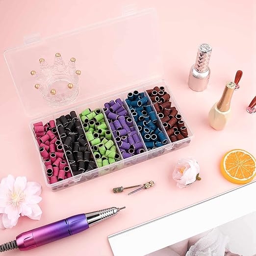 Sanding Bands for Nail Drill,300Pcs Nail Sanding Bands 80#100#120#150#180#240#Different Grit with 3/32Inch Mandrel Nail Drill Bits