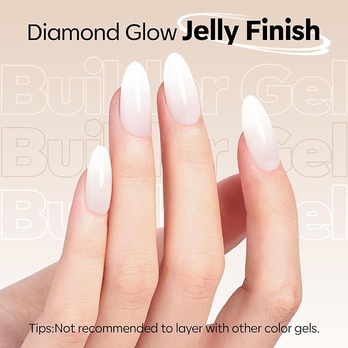 modelones Builder Nail Gel No-Wipe, 9-in-One Nude Pink Builder for Nails, C-Curve Sculpting, Glossy Jelly Finish, No Top Coat Needed LED Lamp Cured Color Rubber Base Gel Polish for Quick DIY Salon