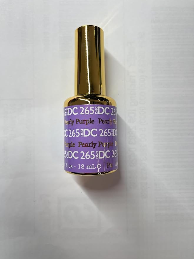 DND DC Gel Polish Set, Purple Collection, UV/LED Gel Polish and Air Dry Nail Lacquer, Matching Chip-Free Polish Duo, 265 Pearly Purple, 0.5 Fl Oz