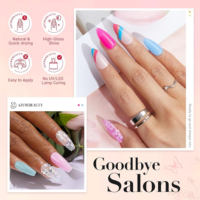 AZUREBEAUTY 170Pcs Dip Powder Nail Kit Starter, 36 Colors Pastel Pink Purple Blue Yellow Dip Powder Liquid Set Spring Summer with Top/Base coat Activator for French Nails Art Gifts