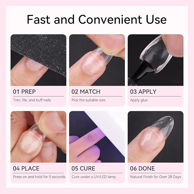 Makartt Short Almond Soft Gel Nail Tips: 120pcs 3D Diamond-Shaped Fake Nails Extension, 12 Sizes Full Cover Clear Press-On Tip, Natural Rhombus Lattice, Suit for Chrome Nail Powder
