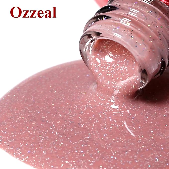 Glitter Gel Polish,Nude Mauve Pink Iridescent Glitter Gel Nail Polish Sparkle Shimmer Fall Winter Rainbow Soak off LED UV for Art DIY Manicure 15ML