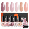 modelones Valentines Nail Polish Set 6 Colors Neutral Nude Pink Fall Winter Quick Dry Mini Finger Bulk Manicure Kit Diy Nail Art Home Salon Gifts For Women Girls