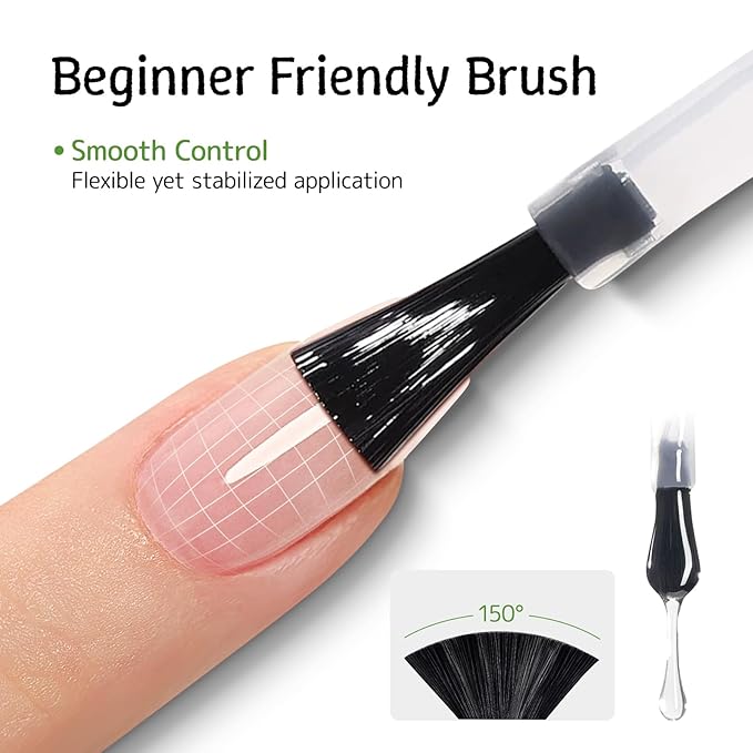6-in-1 Builder Base Coat Set for Nails, 2 Pack Crystal Clear Soft Gel Polish Strengthening Building Apex Extension Thickening Enhancement for Home DIY Beginner Salon Manicure(U V Curing)
