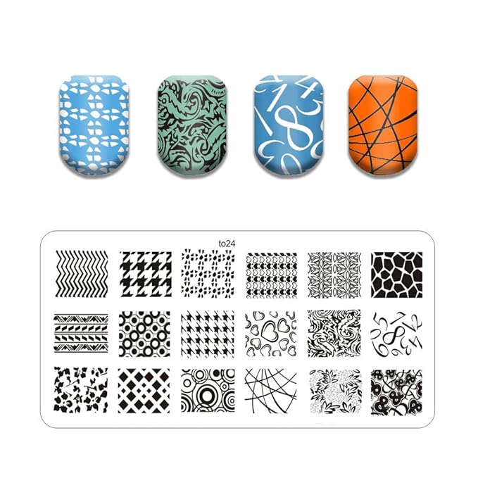 Mix Design Nail Art Stamping Stamp Plates with Template Holder Set Manicure Tools Nail Art Templates Stencils Set（21Pcs Set with Case