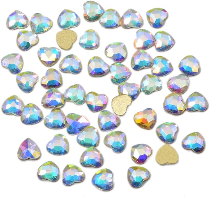 AD Beads Top Czech AB Crystal Flatback Rhinestone Nail Art Decoration Multi Shape (S18 Heart 5x6mm, 50 Pcs)
