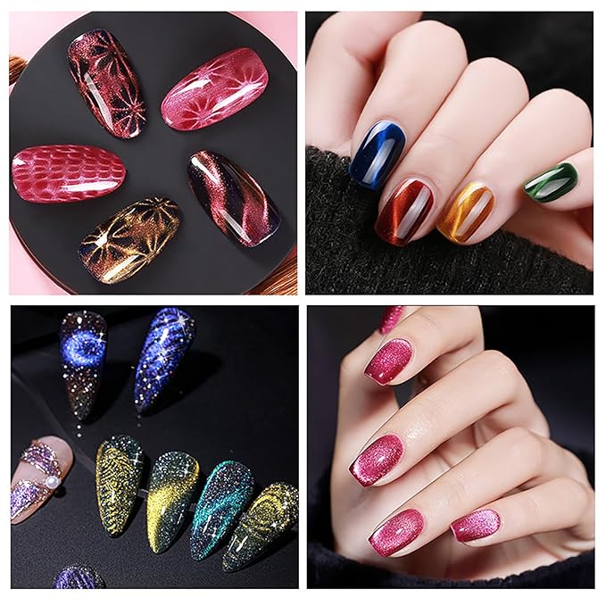 9pcs Nail Cat Eye Magnets For Nails Art Magnet For Cat Eye Gel Nail Polish Magnet Tools Nail Magnet Nails Round Square Magnet Stick Cat eye Designs Tool Magnetic Nail Art Magnets Tool