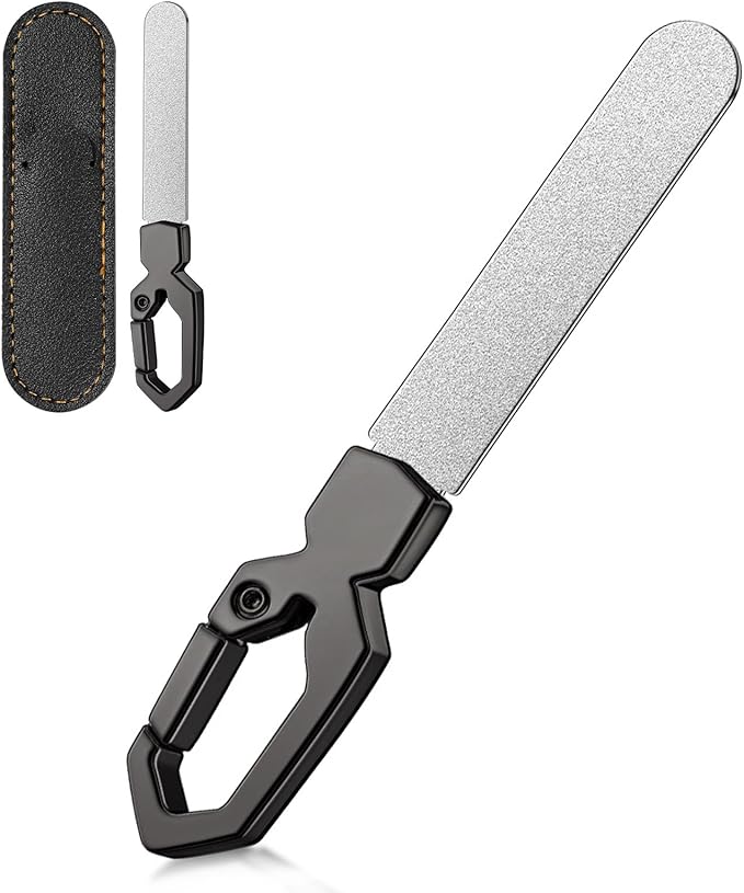 Metal Nail File Keychain Stainless Steel Double-Sided, Fingernail & Toenail Grooming Tool for Men & Women, Durable Portable File with Fine Grit for Home & Travel (Gray)