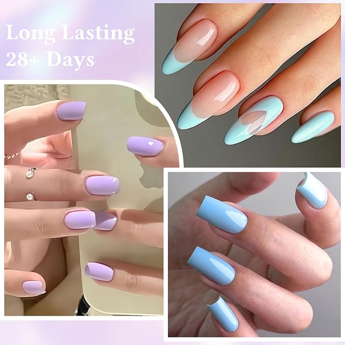 MEET ACROSS 30 PCS Gel Nail Polish Set, Purple Blue Green Gold Silver Yellow Nail Polish Kit Sage Forest Emerald Green Navy Lavender Soak Off Nail Art Salon DIY Gift Women