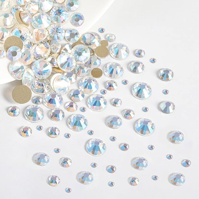 Beadsland Rhinestones for Makeup,8 Sizes 2500pcs Crystal Flatback Rhinestones Face Gems for Nails Crafts with Tweezers and Wax Pencil,Blue Moonlight,SS4-SS30