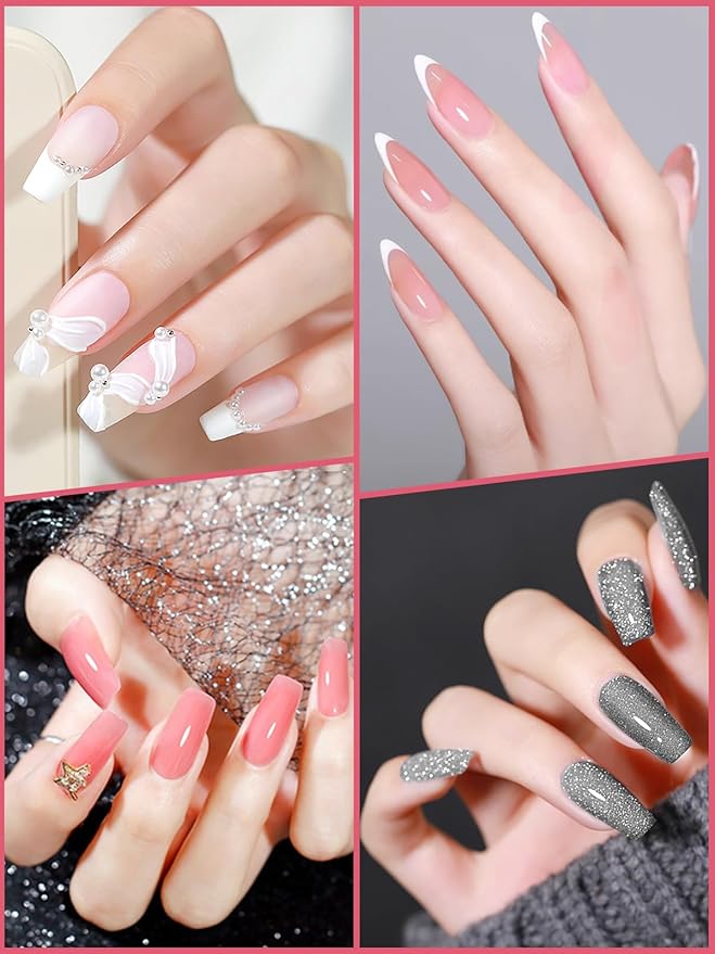 EBANKU Solid Builder Gel for Nail- 6 Colors Gold Hard Gel for Nails Extension Non-Sticky Long-Lasting Solid Gel Kit with 3D Silicone Mold for Valentine Carving Nail Art Salon Home Use