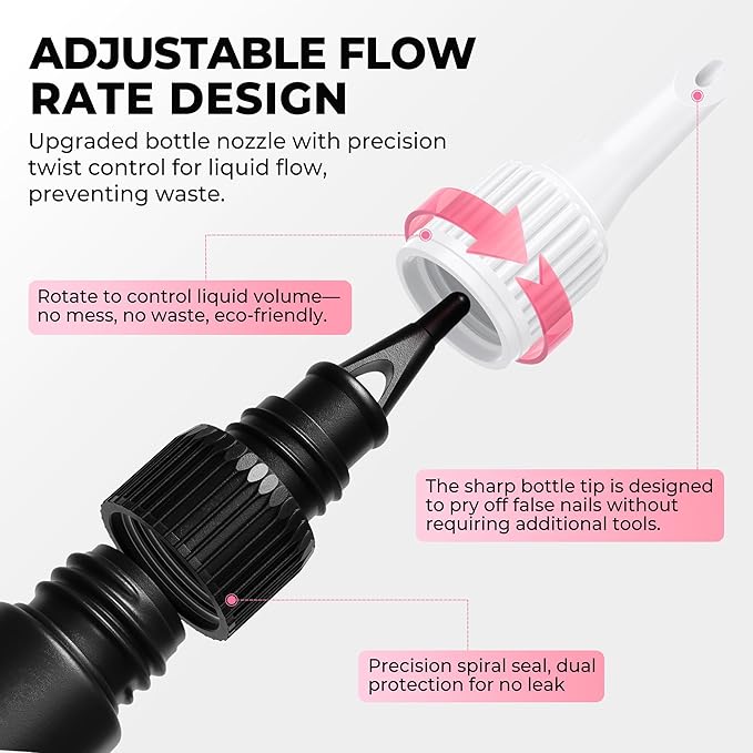 2pcs Nail Glue Remover: Tool-Free Press on Nail Glue Remover Pen, Easy Removal Design, Non Acetone Gentle Formula Quick Nail Polish Remover for Nails Tips