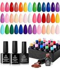 beetles Gel Polish Set, 23pcs Rainbow Gel Nail Polish Pink Orange Green Red Glitter Color with Base Glossy and Matte Top Coat Manicure Kit Shoujo Manga Soak Off Uv Led Gifts for Women