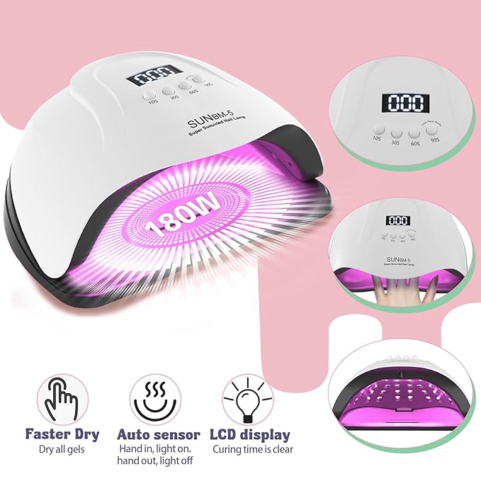 Acrylic Nail Kit,Professional Multicolor Acrylic Nails Powder Nail Starter Kit Decoration Tools with Everything UV Light for Beginners