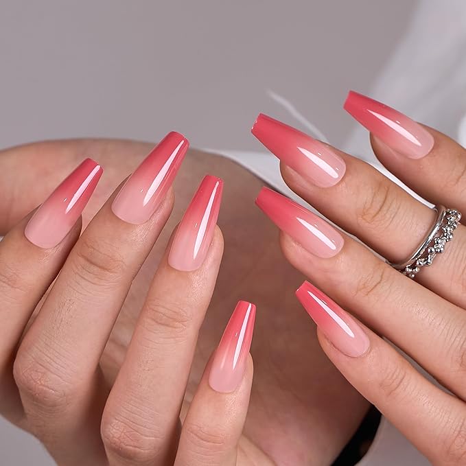 CurvLife Soft Gel Press On Nails Square, Long-Lasting Reusable Fake Nails Kit with Glue & Tabs, 30pcs Salon-Quality Stick On Nails for Women At-Home Manicure (Blush Flow)