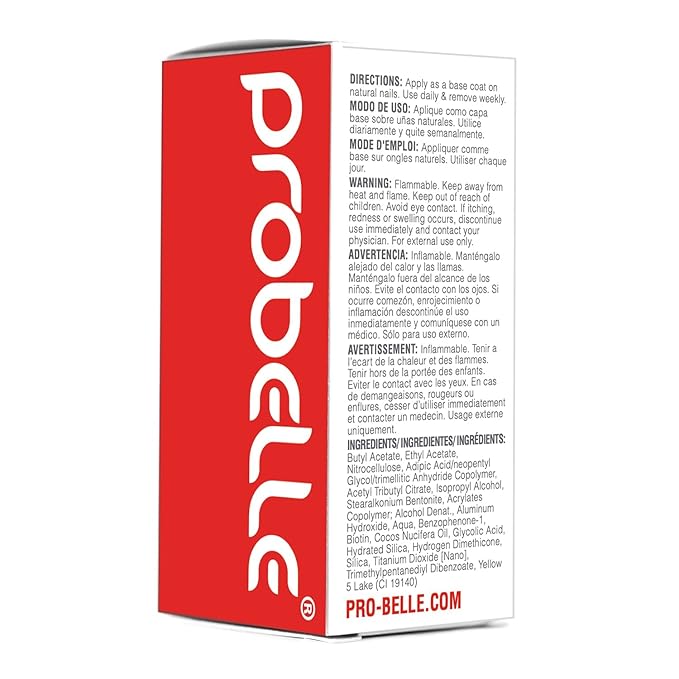Probelle Nail Hardener Formula 1 - Repair Damaged Nails, Extra Strong Nail Growth Base Coat For Brittle Nails, Grows and Strengthens Soft, Weak Nails, Aids Splitting, Breaking, Peeling Nails