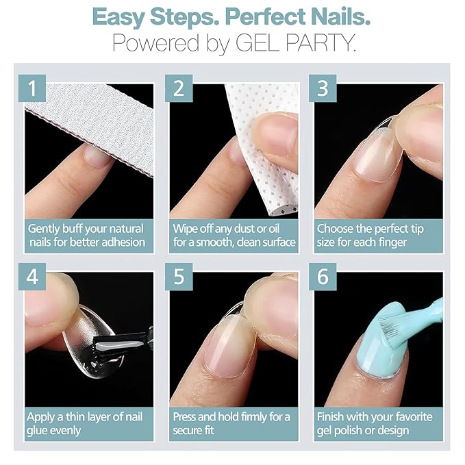 GELPARTY Soft Gel Nail Tips Medium Square - 240Pcs Pre-Buffed Matte Full Cover Tips - No Filing Needed, Soak Off Gel Extension System - Clear False Nails (12 Sizes)