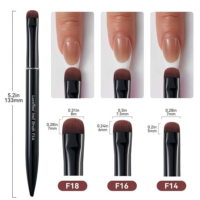 Nail Brush for French Tips & Cleaning Gel Polish- Precision Thin Brush for Acrylic, Polygel - Professional Kolinsky Sable Nail Art Brush (Black, F18)