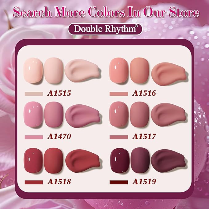 Double Rhythm 0.5 Oz Gel Nail Polish Neutral Natural Same Color Same Bottle Translucent Light Milky Pastel 15ML Manicure French Design Art DIY at Home (Bean Burgundy-A1519)