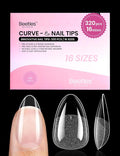 Beetles Gel Nail Tips Curve-EX - Almond Short, 320pcs 16 Sizes, Etch-X Half Matte Full Cover Soft Acrylic False Press on Nail Tips Easy DIY Nail Extension Art Salon for Curved & Natural Nail Beds