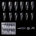 120Pcs Dual Nail Forms Poly Extension Gel Nails Full Cover Nail Tip Builder Molds 12 Sizes Clear Almond for Solid Nail Gel Glue Nail Art Design for Home & Salon