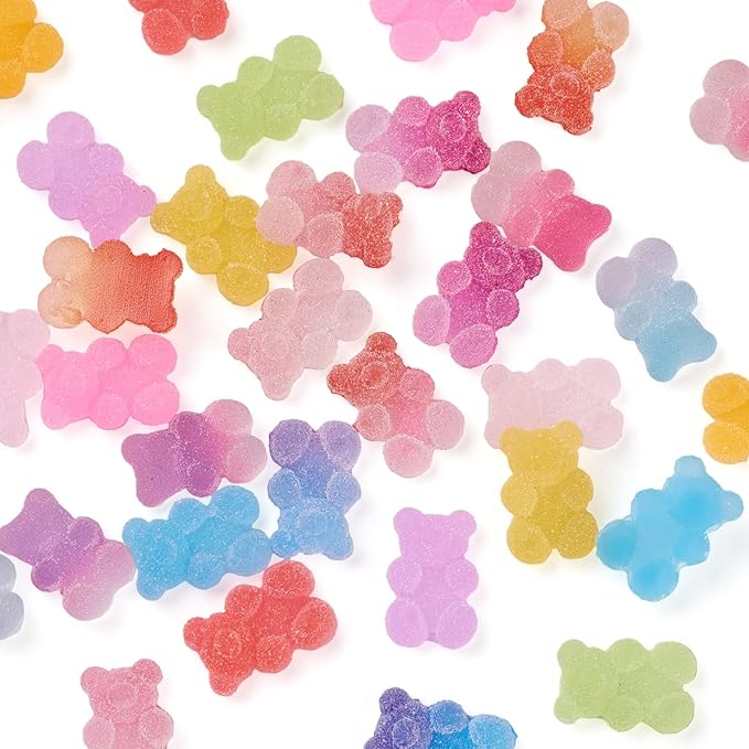 FASHEWELRY 160Pcs Resin Gummy Bear Charms Resin Bear Charms for DIY Nail Art Phone Case Decoration