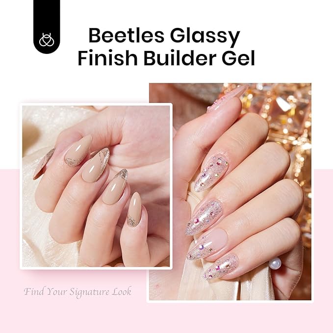 Beetles Low Heat Hard Gel Kit,Mint Sheer 2 Pcs Nail Extension Sculpting Apex Building for Salon Professionals,Clear Builder Nail Gel,UV & LED Lamp Needed