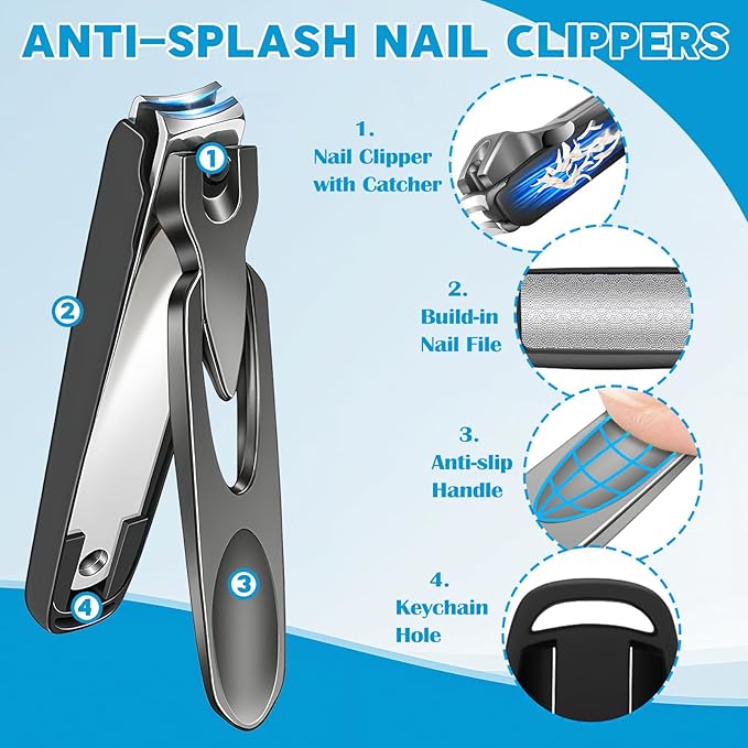 2026 Heavy Duty Toenail Clippers for Thick Nails, 7-in-1 Pedicure Kit with Catcher for Seniors & Men, Professional Wide Jaw Ingrown Toe Nail Clipper Set, Podiatrist Tool