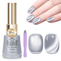 MIZHSE Cat Eye Gel Nail Polish, 12mL Silver Cateye Gel Polish Glitter Moonlight Cat Eye Effect Soak Off U V LED Gel Polish for Nail Art Manicure Salon Home DIY